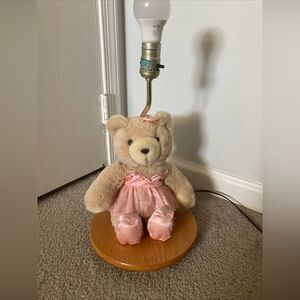 Vintage 1990’s Ballerina ADI Teddy Bear Lamp Girls Pink Tutu Bedroom Lamp WORKS!